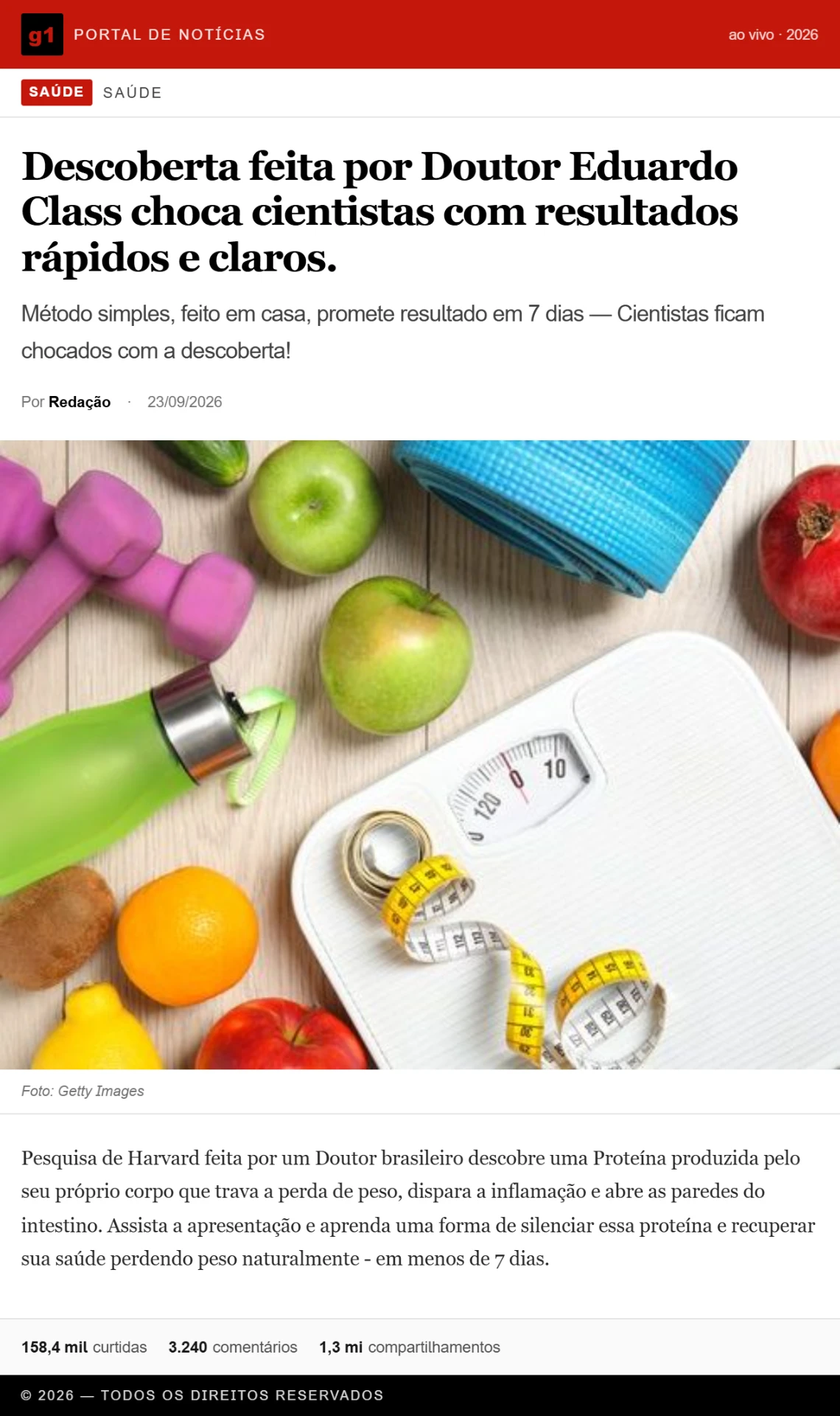 Captura da matéria sobre o Método SER
